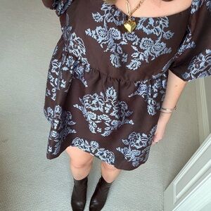 Anthropologie jacquard babydoll romper
